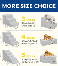 Dog Step for Bed, Dog Stair 3-Step 35D Pet Stair 15.7" H for High Bed or Sofa Non-Slip Balanced Pet Step Indoor, Light Grey