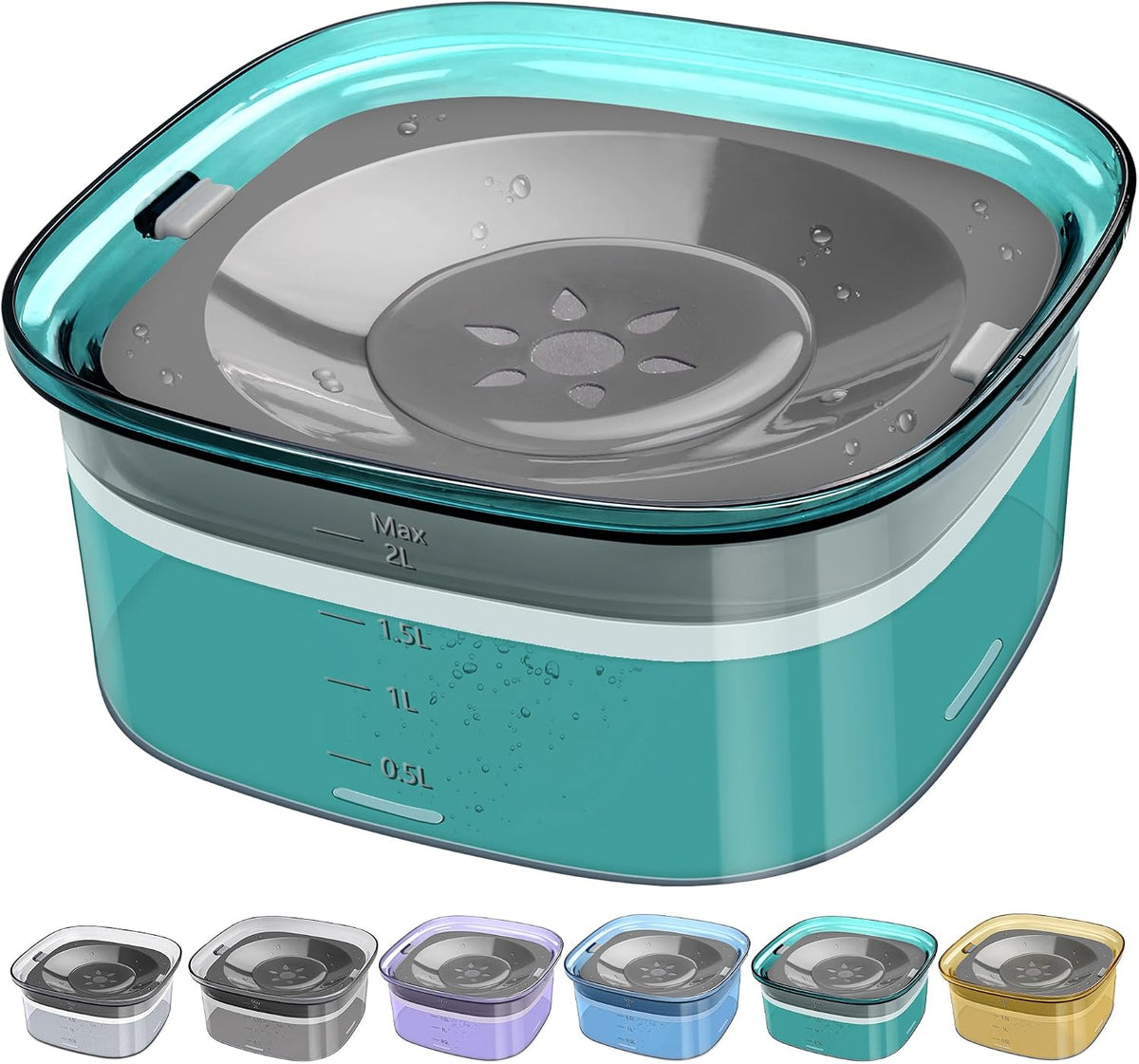 UPSKY 4L Dog Water Bowl No Spill Large Capacity Slow Drinking Water - 2 L / E-Green