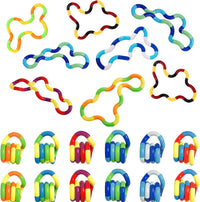 Xesakesi 20 pack of multicolor quiet twist fidget toys bent into different shapes