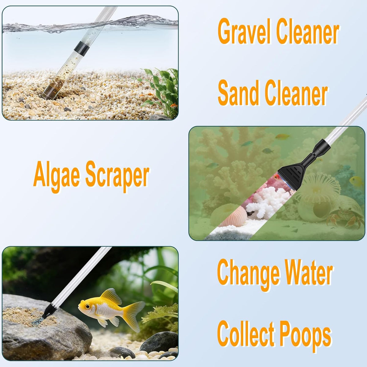 Aquarium Gravel Cleaner 15~30In with 6Ft Water Hose Fish Tank Water - image 2