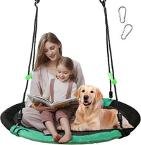 TBMLC 24 Inch Diameter Round Black Saucer Swing/Tree Swing Armrest - 40 inch diameter / Black+dark Green