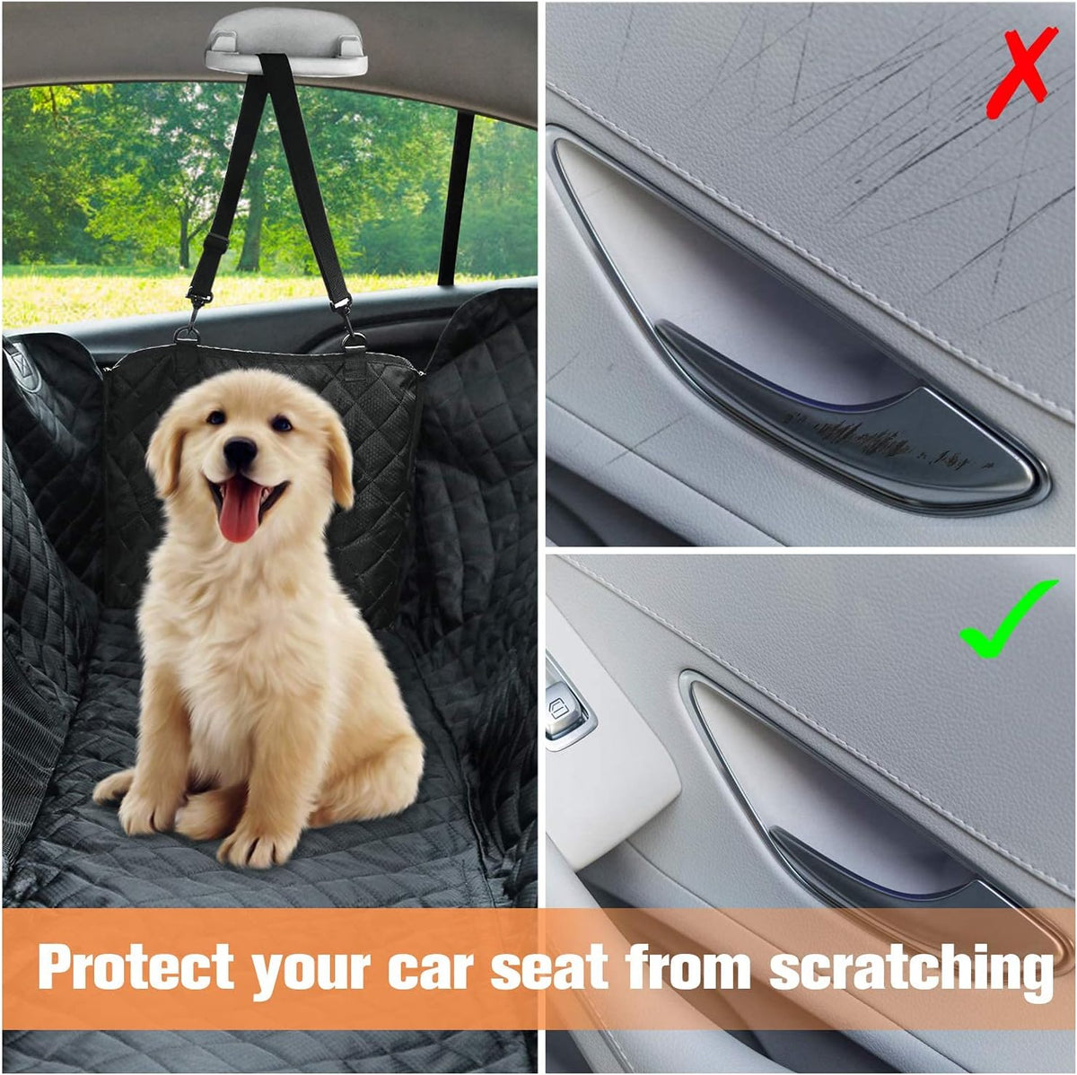 Dog Car Seat Cover for Back Seat - black - image 4