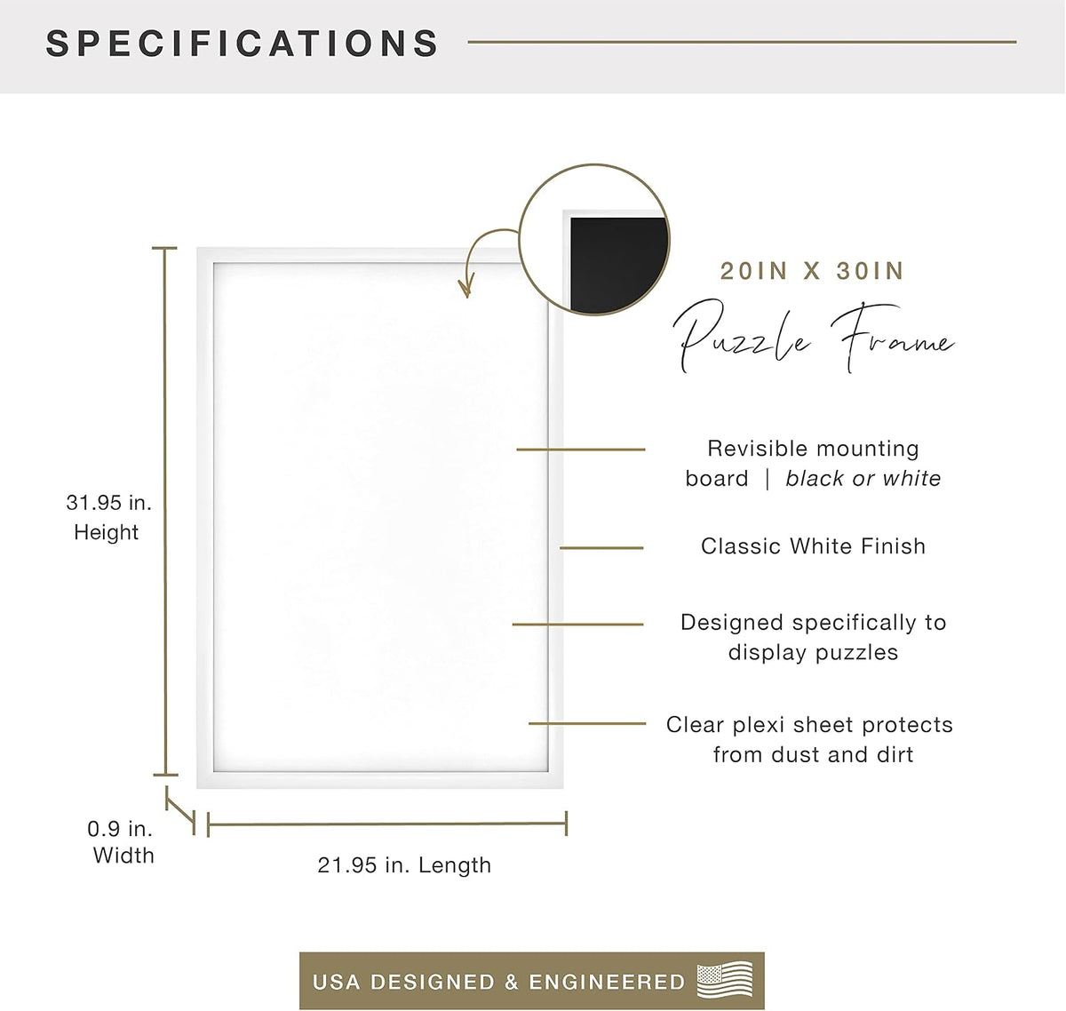 MCS Puzzle Frame, 20x27, Wall-Mounted - 20 x 30 in or smaller / White - image 3