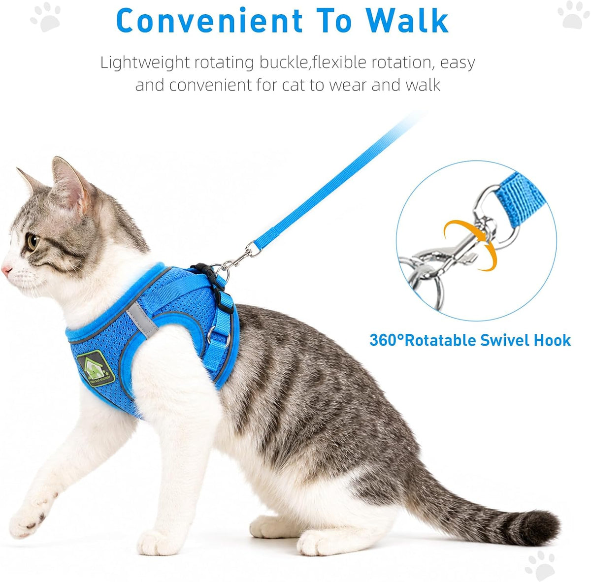 Cat Vest Harness and Leash Set - Blue / X-Small (Chest: 8"-9") - image 3