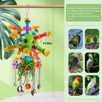 Parrot Toys Bird Toys Perch Pullable Stainless Steel Spoons Colorful - green - image 2