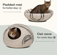 Cat Cave, New Zealand Wool Bed for Indoor Cats - Light Grey / Medium (Pack of 2) - image 3
