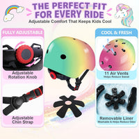 Unicorn Catcher Kids Helmet and Knee Pads Set - Pink Green / Small: 3-8 year - image 4
