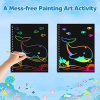 ZMLM Scratch Paper Art Craft: 2 Pack Rainbow Scratch Set for 3 4 5 6 - Ocean - image 4