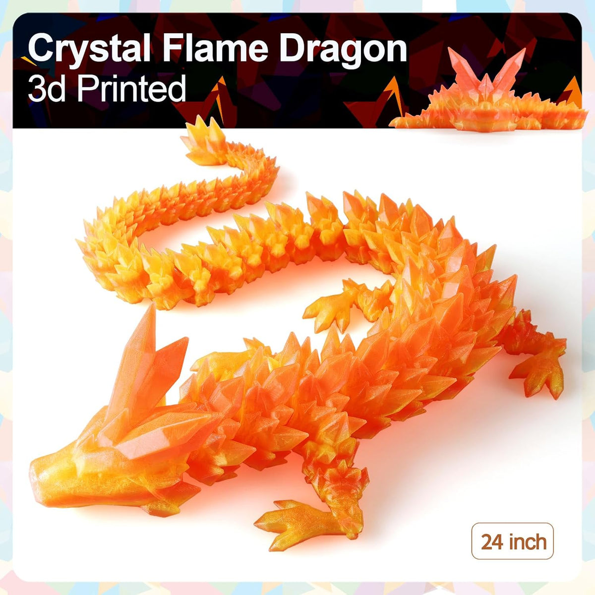 3D Printed Dragon 24 Inch - Flame Colour / 24in - image 2