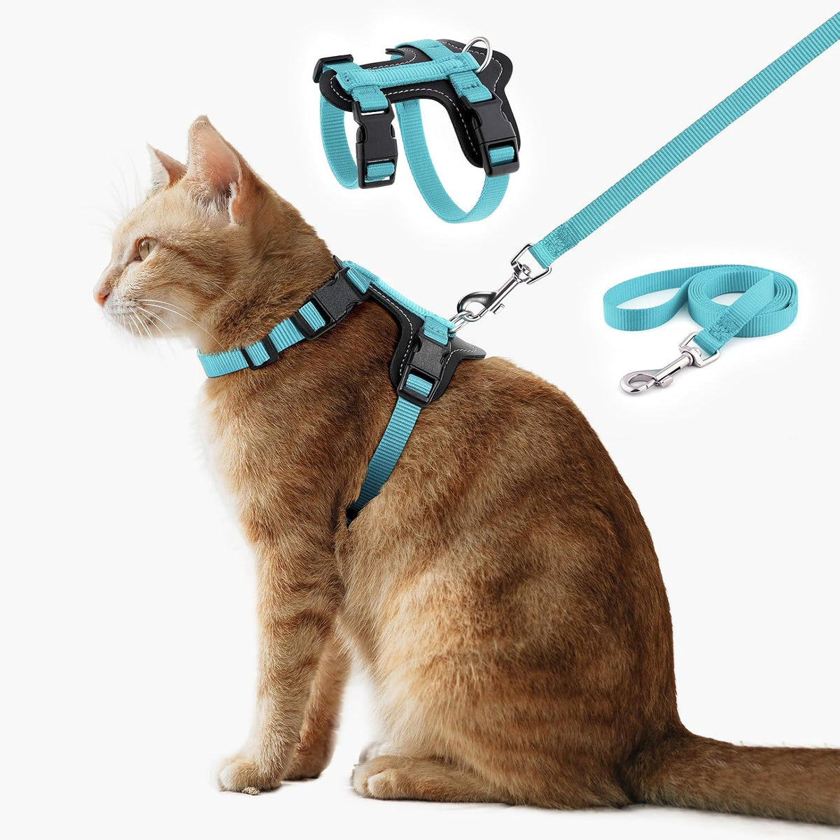 Plutus Pet Adjustable Cat Harness and Leash Set - Light Blue