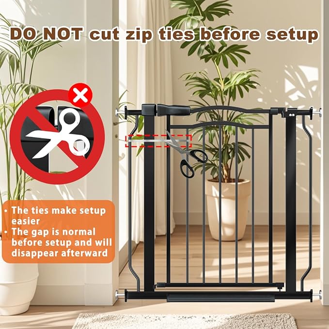 62.2-71.6" Extra Wide Baby Gate for Stairs No Drilling, 30" Tall Auto Close Press Mounted Baby Gate for Doorways, Adjustable Width Walk Through Long Gates for Kids or Pets, Black