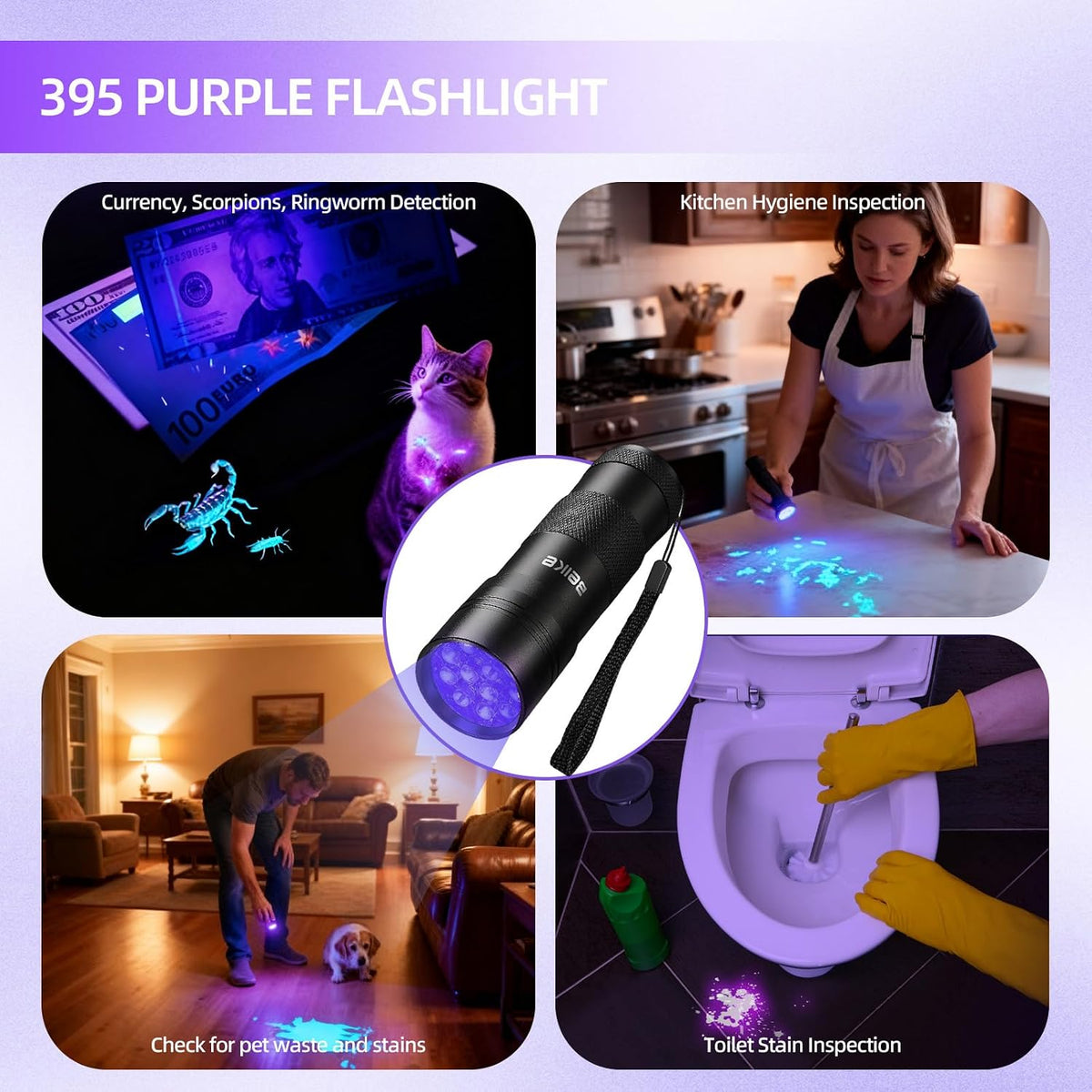 UV Flashlight Black Light - 1 pack - image 4