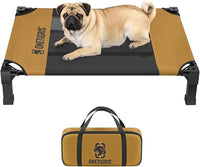 ONETIGRIS Elevated Dog Cot, Raised Bed for Medium Large Dogs Indoor Outdoor Cooling Elevated Dog Beds with Breathable Teslin Mesh and No-Slip Feet (Brown, Small)