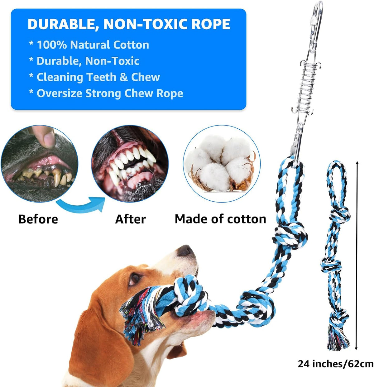 LOOBANI Outdoor Bungee Tug Toy - Blue+White - image 4