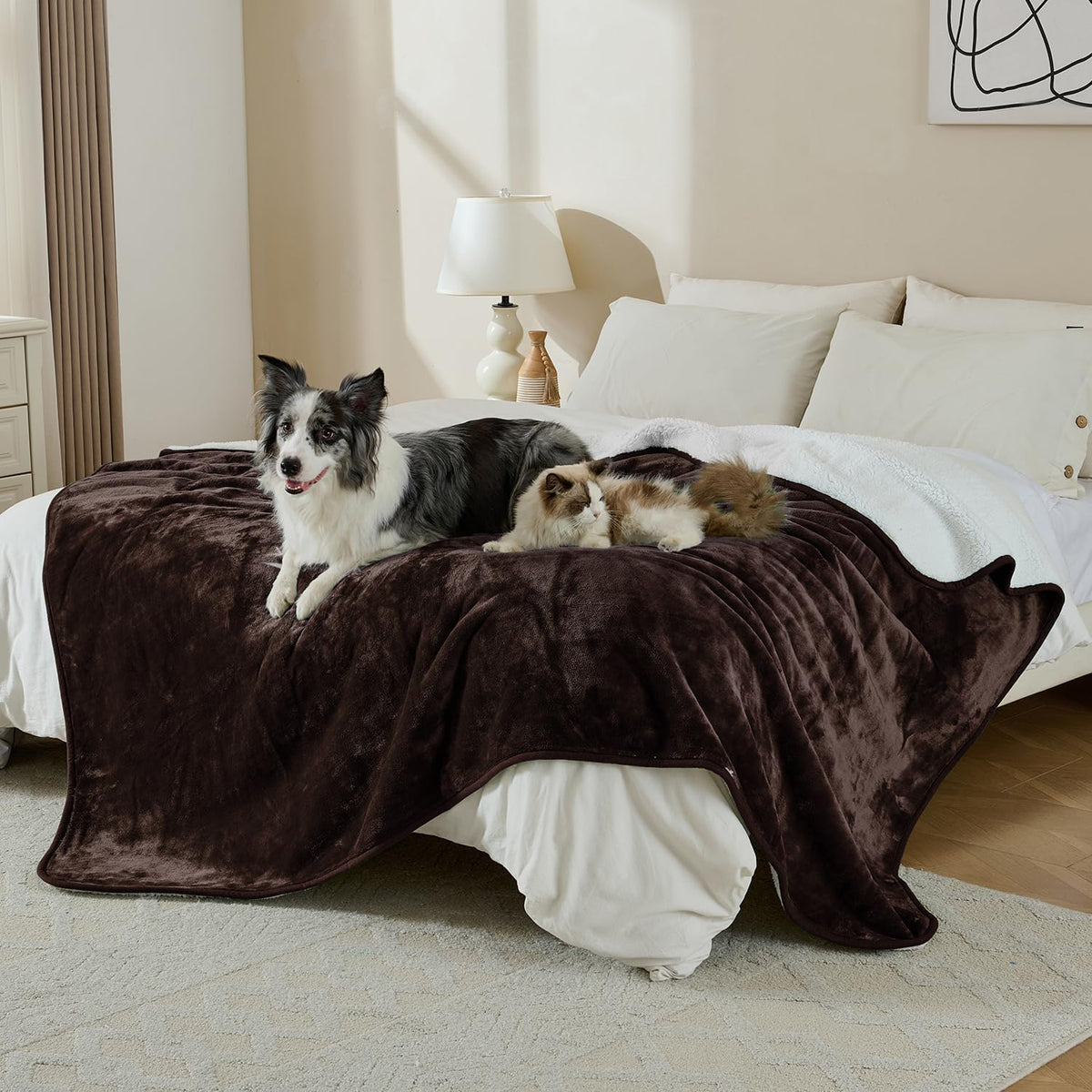 Soft Waterproof Blanket for Bed Couch Sofa - 60x80 inches / Brown - image 4