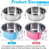 2PCS Stainless Steel Dog Bowls Set Removable Puppy Food and Water - 2 PCS / Size: M (Blue, Pink) - image 2