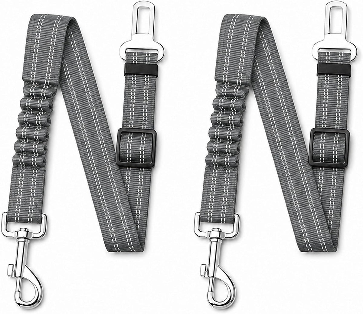 Dog Seat Belt 2Pcs, Retractable Pet Car Harness - Gray