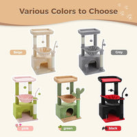PEQULTI 4-in-1 Cat Tree, 33'' Cat Tower for Indoor Cats with Large Cat Condo, Scratching Post for Cats with Deep Hammock& Cozy Top Perch, Beige