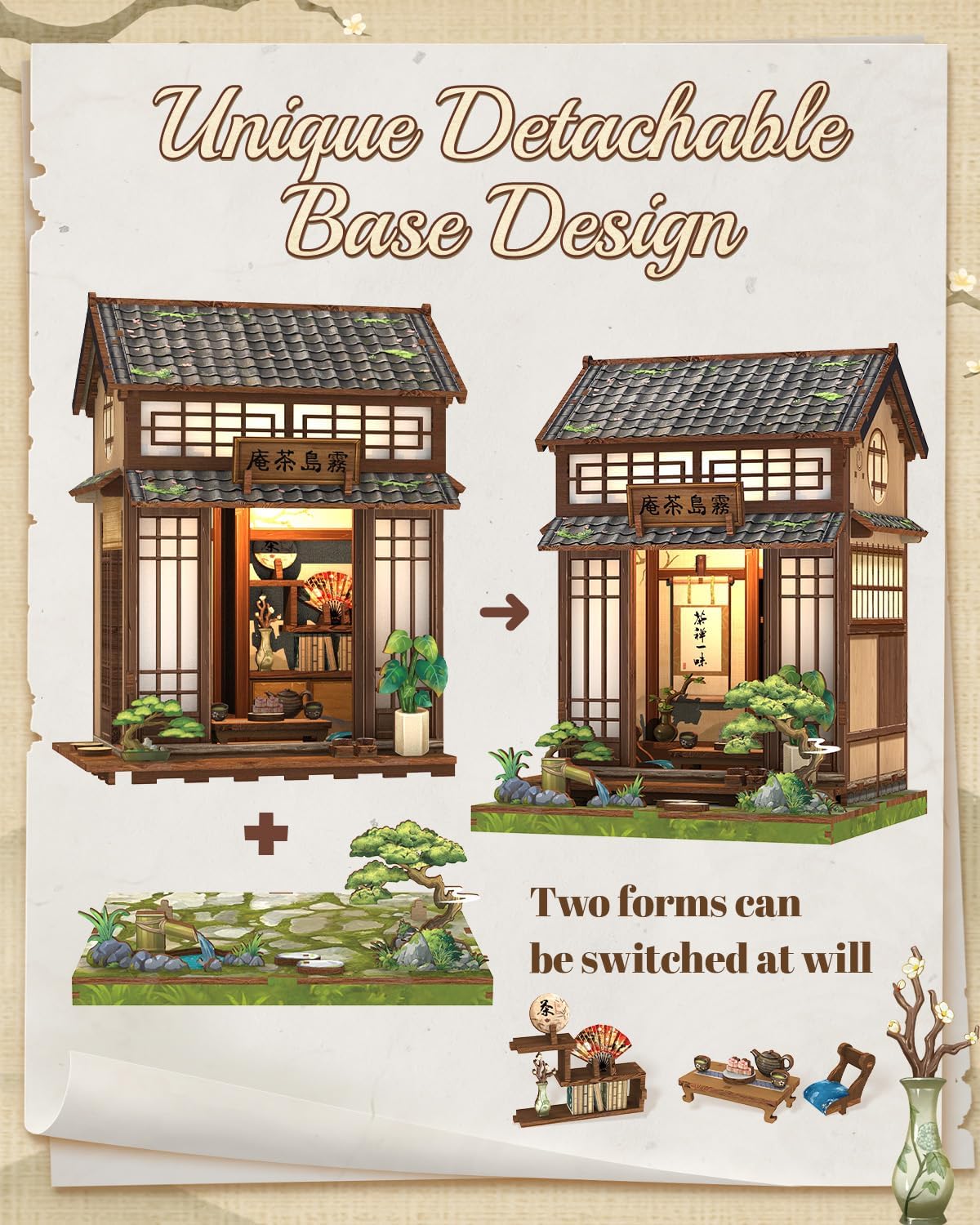 Cutefun Book Nook Kit - DIY Miniature Dollhouse Kit for Adults and Teens – Fun for Kids & Family - Tea House - image 4