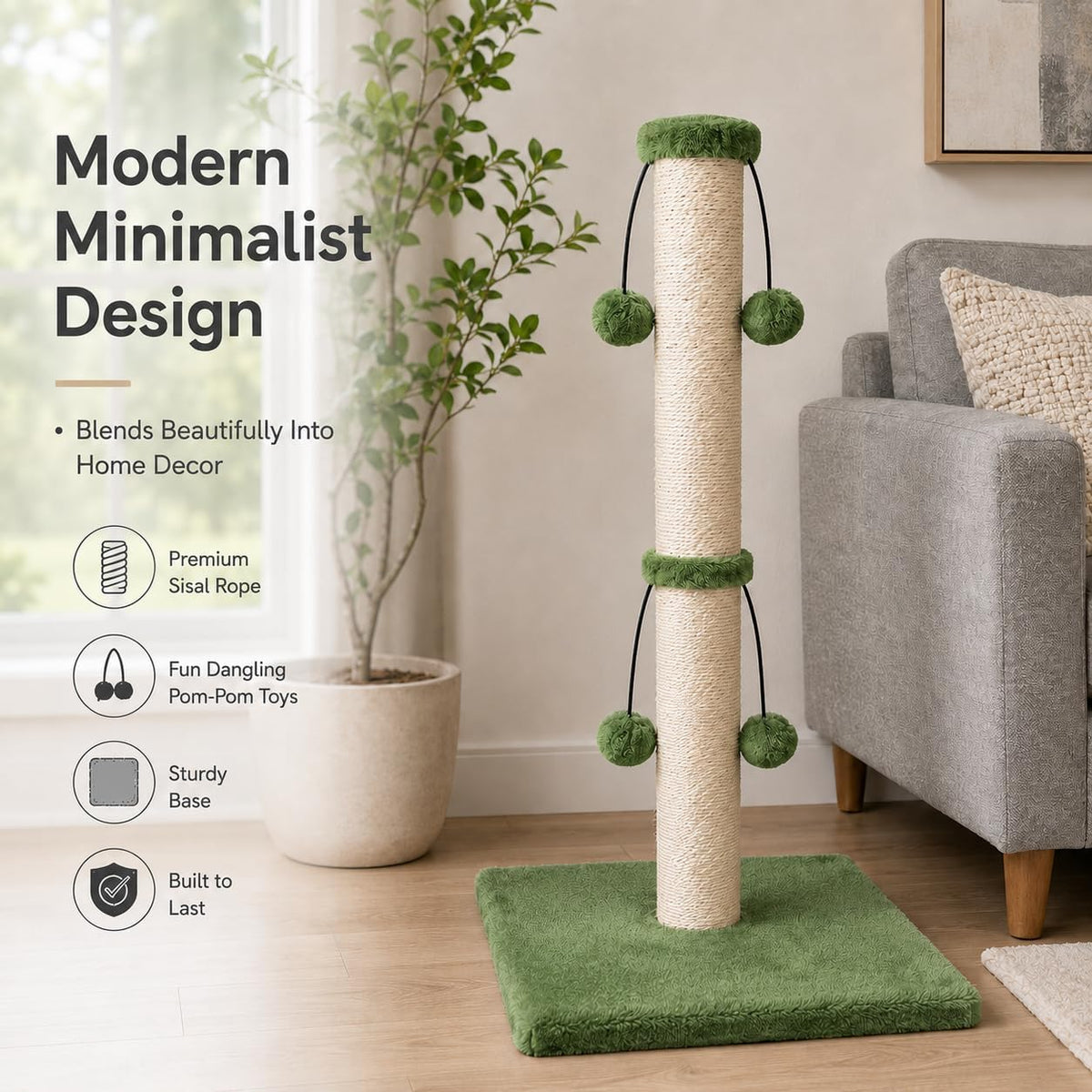 Dimaka 29in Cat Scratching Post - Green / 29 inches for All Cats - image 4
