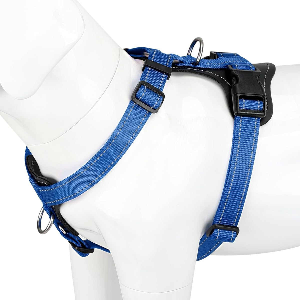 Plutus Pet No Pull Dog Harness with Leather Accents - S / Royal Blue