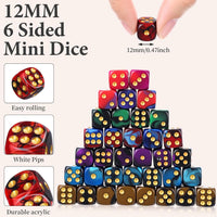 Foilswirl 144-piece 12mm mini dice set in brown, dark red, blue and gray with storage boxes - view 13