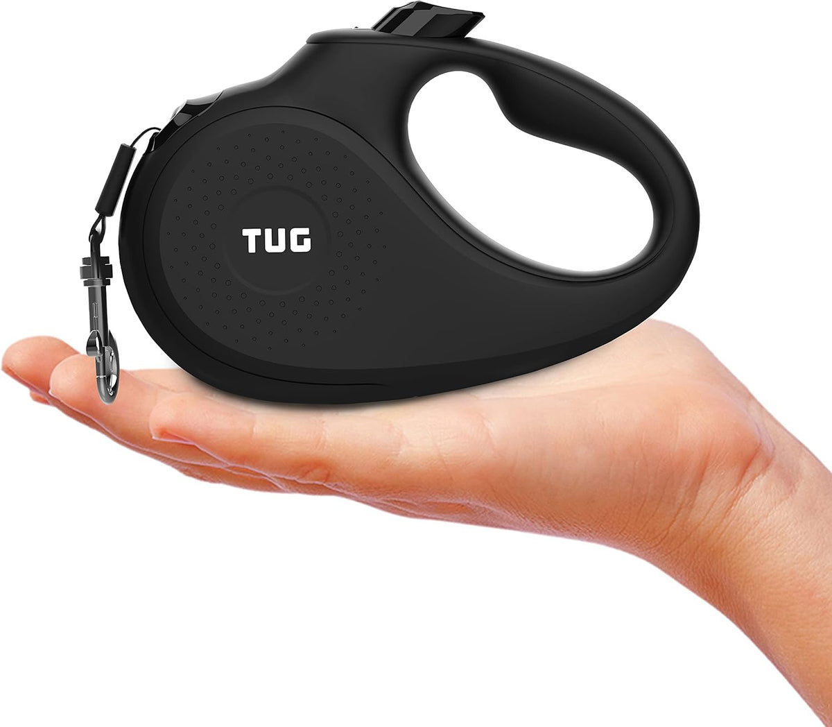 TUG Monochrome 360° Tangle-Free Retractable Dog Leash - Black / Tiny, 10 ft