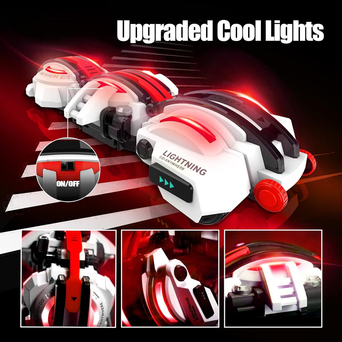 BAZADER 360° Stunt Remote Control Car with LED Lights – Fun for Kids & Family - Red - image 3