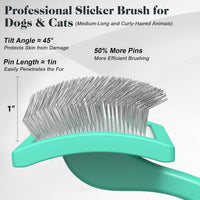 2PCS Slicker Brush for Dogs & Pet Comb - Cyan / Large - image 3
