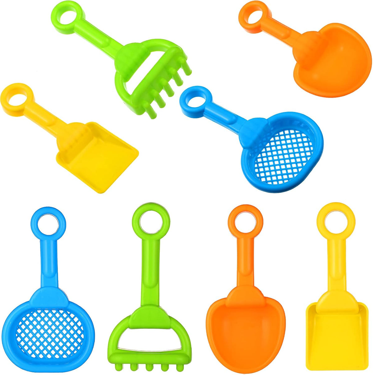 Skylety 8 Pcs Sand Shovels for Kids Beach Toys Plastic Rake Sifter - Fresh Style