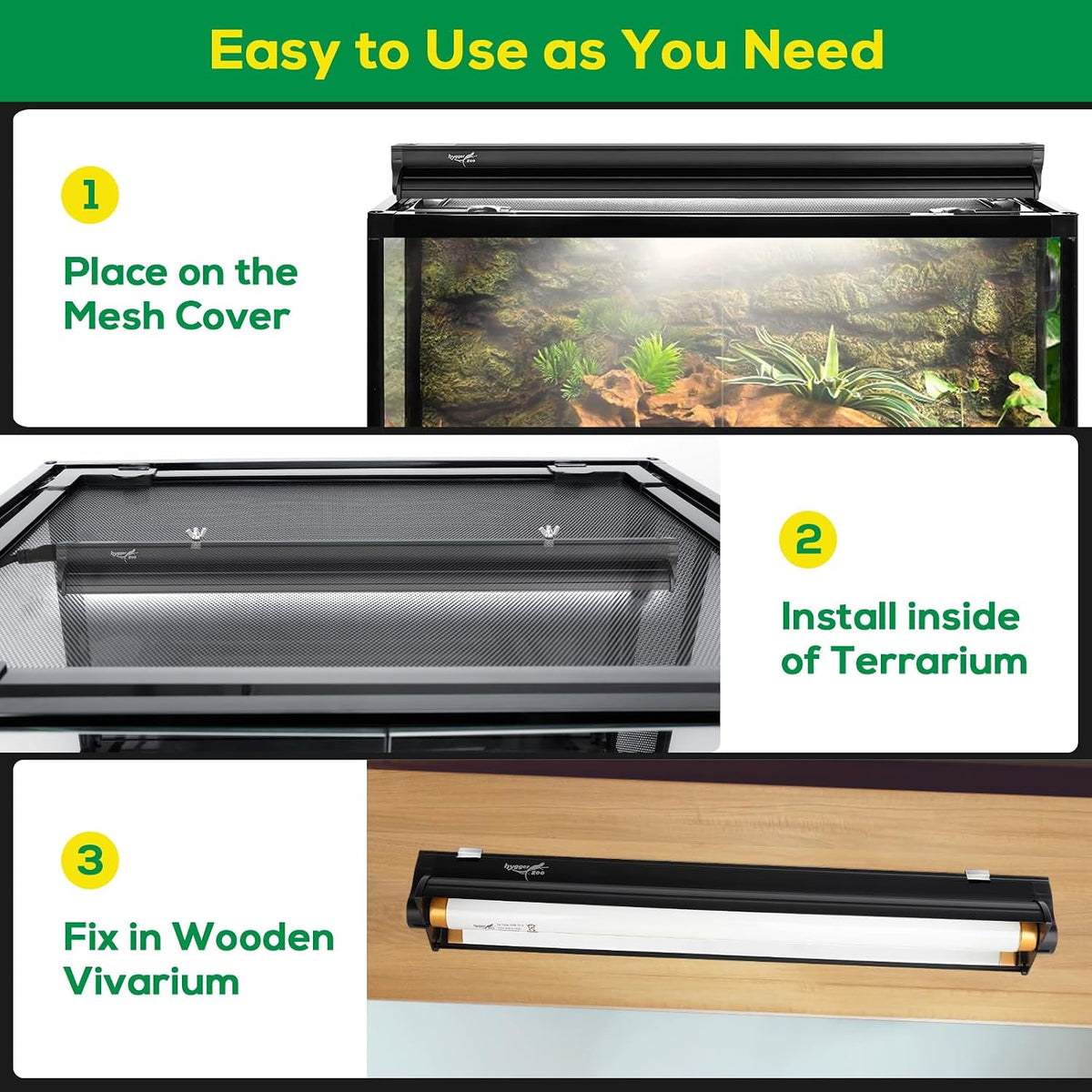 T5 UVB Reptile Light Fixture HO UVB Bulb Lighting Combo Kit - T5-12 Inch - image 4
