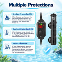AquaMiracle Aquarium Heater Dry-Run Auto Power-Off & Overheat - For 3-5 Gal Aquariums - image 3