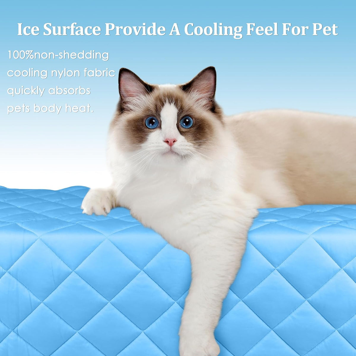 Dog Cooling Mat, Premium Lightweight Pet Cooling Blanket Bed Cover for Dogs, Cat, Puppies | Ice - Medium / Dark blue - image 4