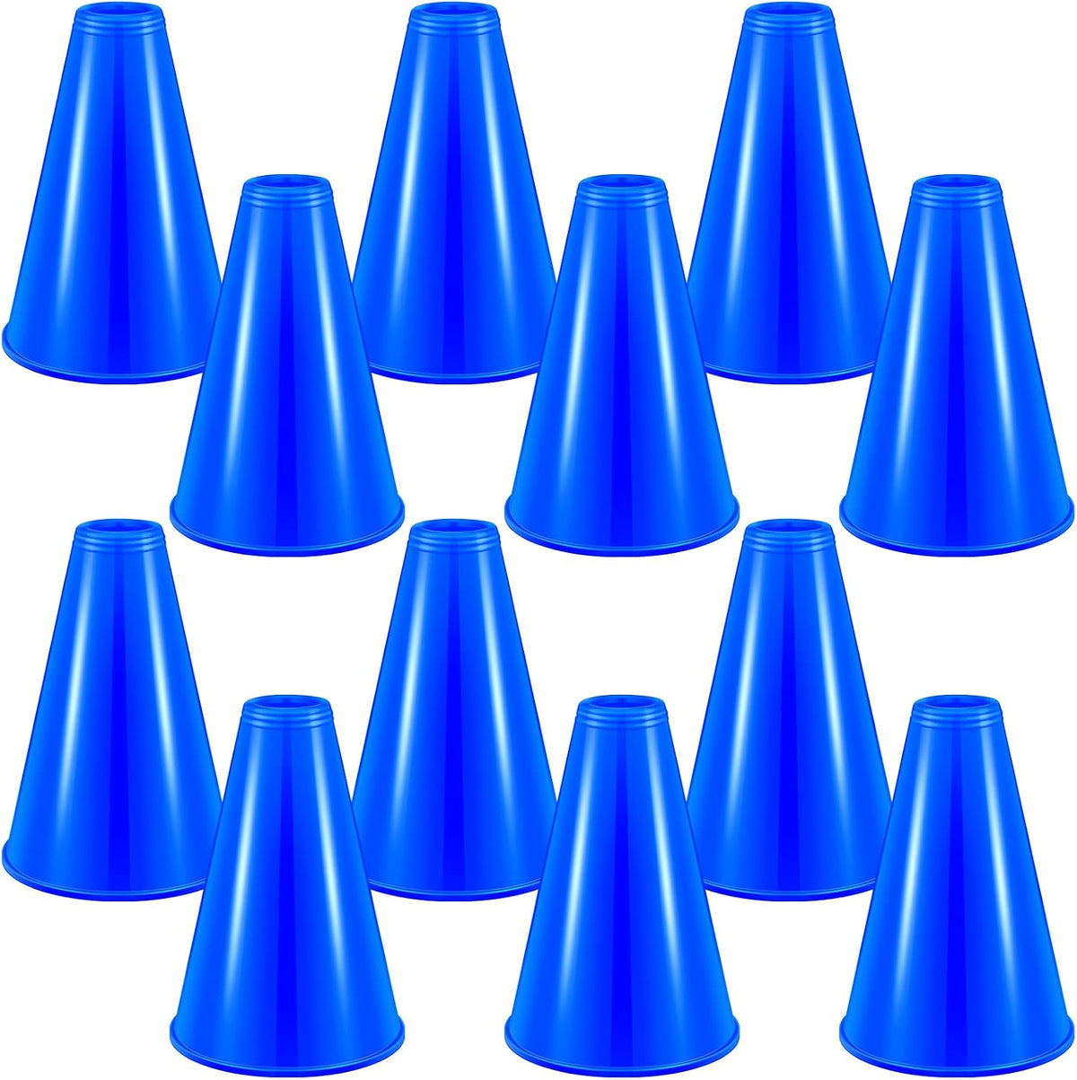 Woanger white plastic cheer megaphones, 12 pack - view 5
