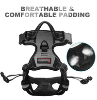 BARKBAY No Pull Dog Harness Front Clip Heavy Duty Reflective Easy Control Handle for Large Dog Walking(Dark Grey,L)