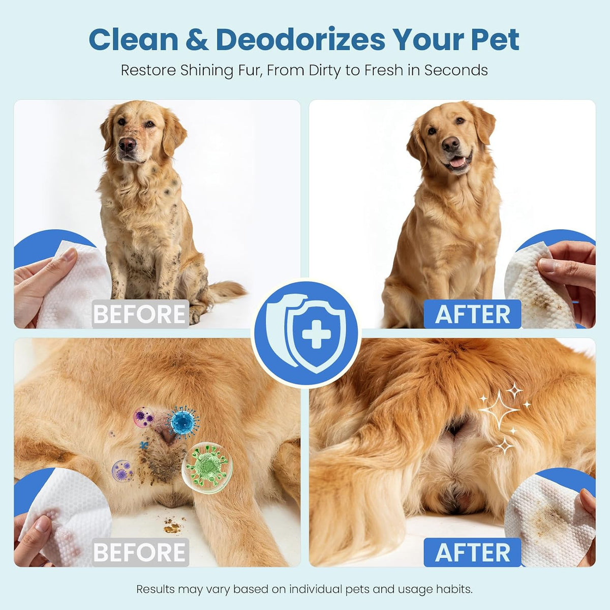 Pet Wipes for Dogs & Cats - Natural / 1 Box-100 Count - image 3