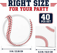 40 Pcs Basketball Plates and Napkins Set - Baseball - image 2