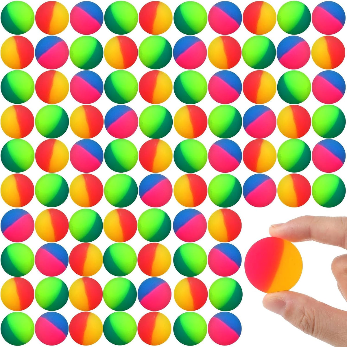 Jenaai 50 pack 45 mm two-color rubber bouncy balls - view 7