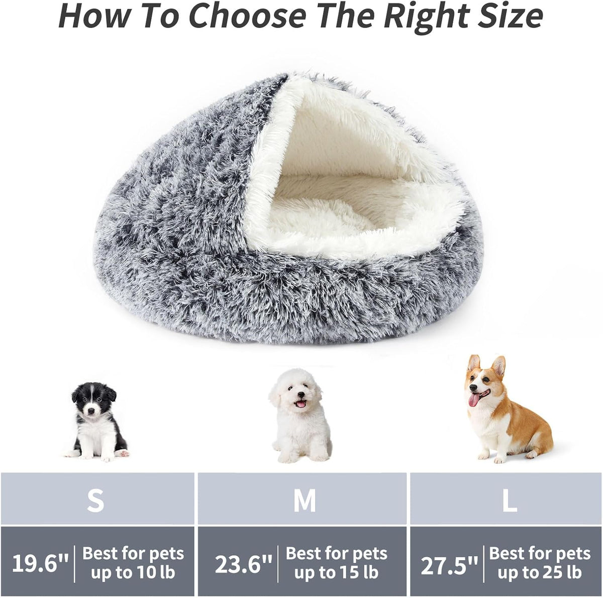 Hooded Donut Dog Bed – Essentials for Dogs - Gradient Dark grey / Medium 23.6'' - image 2
