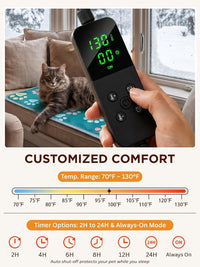 furrybaby Pet Heating Pad for Cats & Dogs, Waterproof Heated Bed - Temp adjustable / 18 X 18in / Green - image 2