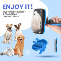 Self Cleaning Shedding Brush, Cats, and Puppies - Blue - image 4