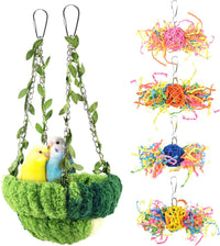 KATUMO Bird Nest, Conure Breeding Bed Parrotlet Snuggle Nest Lovebird Bed Bird Swing Bed for Small - 6.7"L x 6.7"W x 3.5"Th / Green
