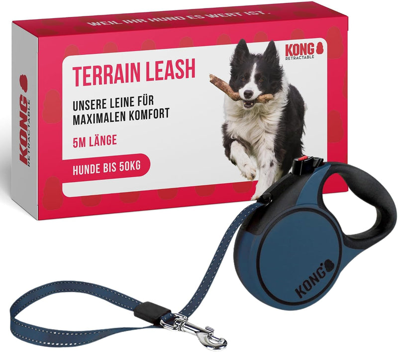 Kong Alcott Ultimate Retractable Dog Leash, 16' Long - Blue / Large 16'