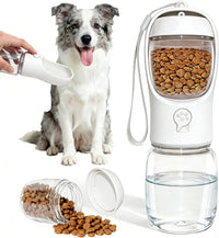 Portable Dog Water Bottle with Food Container - White / 12oz
