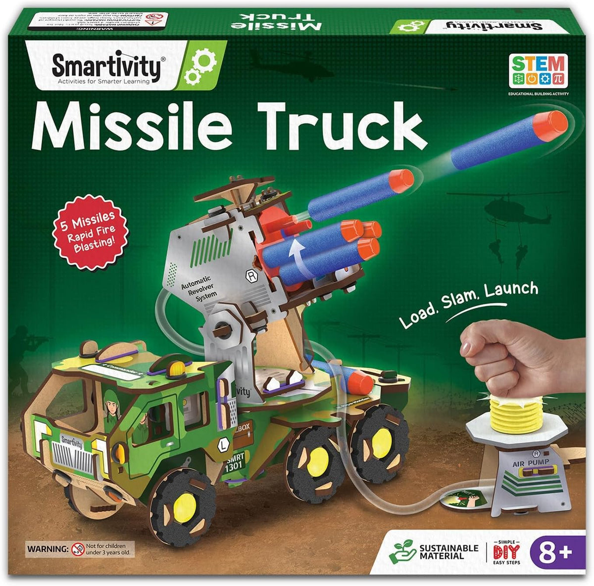 Smartivity DIY Rocket Launcher STEM Kit for Kids 6-12 Years – Fun for Kids & Family - Military Truck