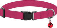 Breakaway Cat Collar Leather with Removable Bell - 13 Colors Available - Soft Adjustable Girl Boy Safety Lightweight Pet Kitten Collars Pink Brown Blue Green Red Orange Black (Pink)