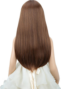 WAVELNM kids long straight black wig with hot pink highlights and bangs - view 31