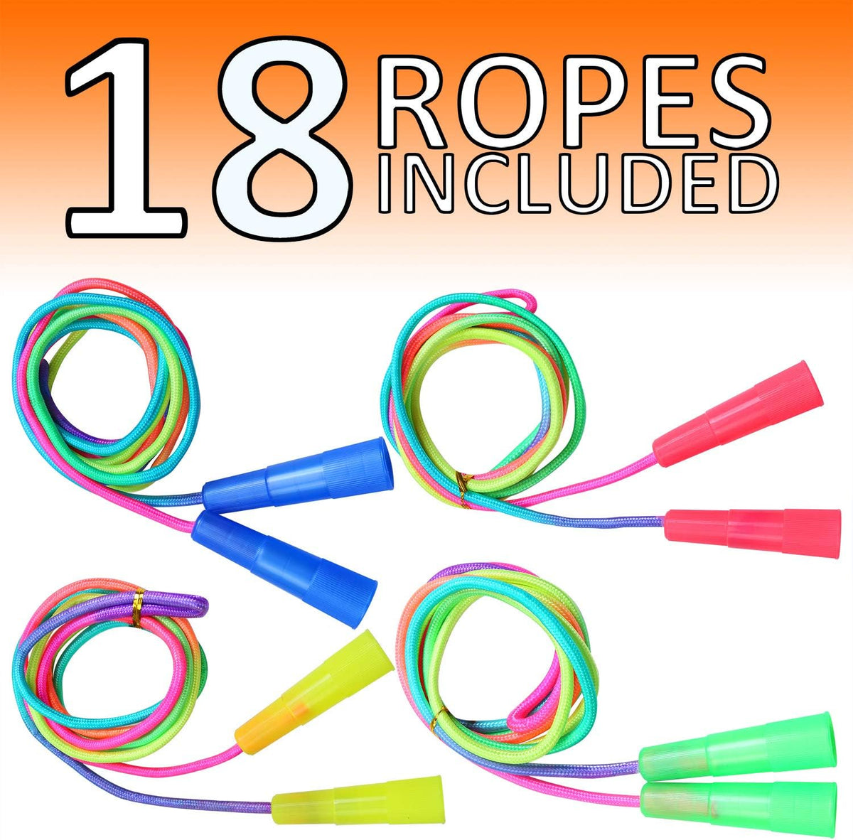 Elcoho kids rainbow jump rope set, 10 adjustable 7.2 foot nylon ropes with plastic handles - view 10