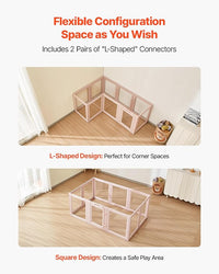 VEVOR Clear Acrylic Dog Playpen Indoor, 60x39x23 in Plastic Pet Playen for Medium Sized Dogs, Easy Assemble Waterproof Transparent Puppy Playpen, Easy to Clean, Durable Indoor Pet Dogs Cats Birth Kit