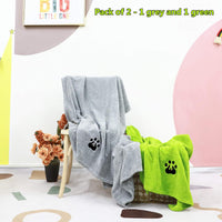 Dogvingpk Dog Towels for Drying Dogs 2 Pack - Green and Grey / XL-55" * 36" - image 3